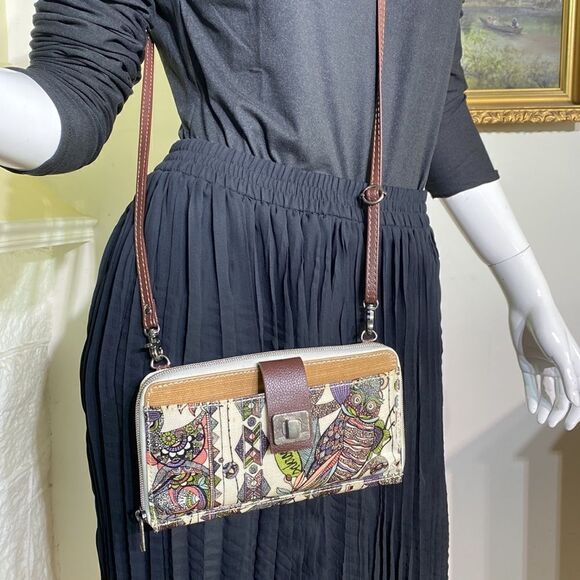 Sakroots Geometric Spirit Desert Owl Smartphone Crossbody Purse - Picture 2 of 16